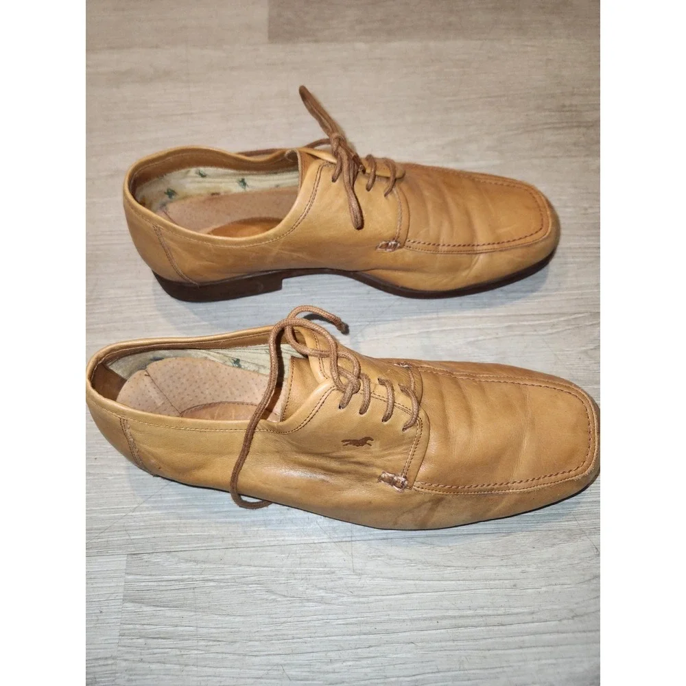 Trotters Mens Tan Leather Square Toe Lace‎ Up Oxford Dress Shoes Size 45 EU 12US